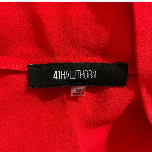 41 HAWTHORNE Red V-Neck Faux Wrap Blouse - Picture 3 of 3